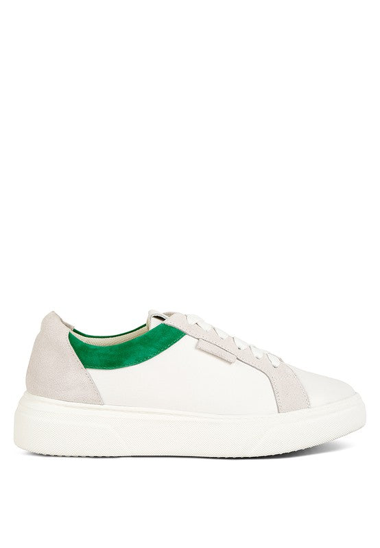 Color Block Leather Sneakers