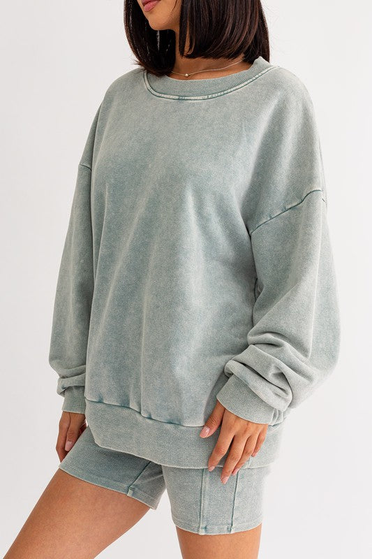 Sage Washed Oversized Pullover