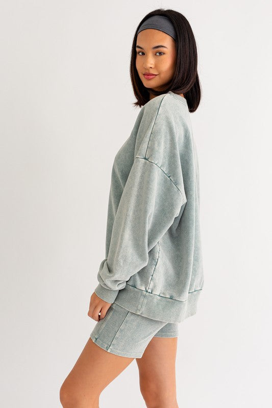 Sage Washed Oversized Pullover