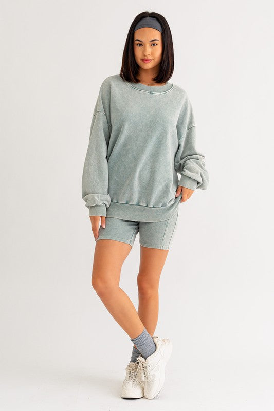 Sage Washed Oversized Pullover