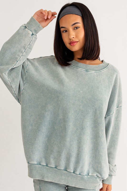 Sage Washed Oversized Pullover