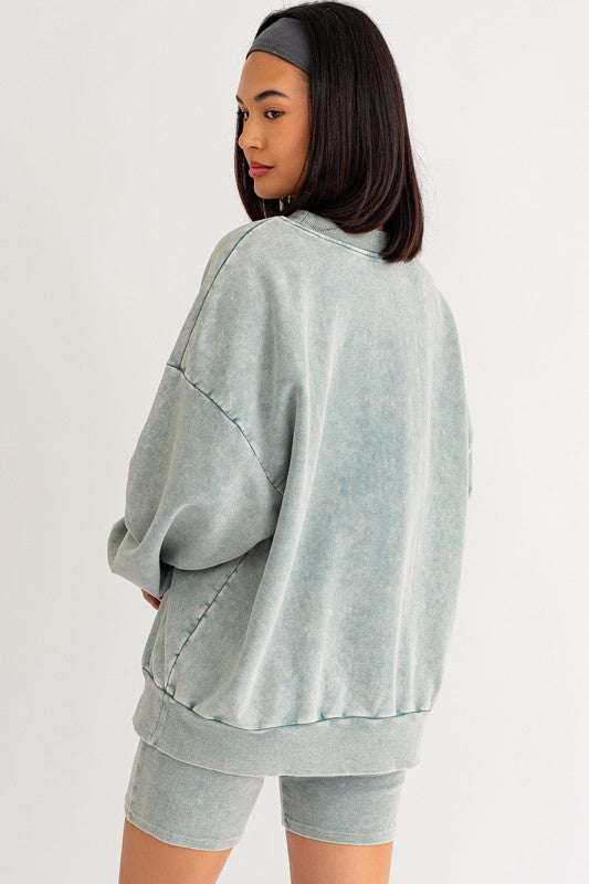 Sage Washed Oversized Pullover