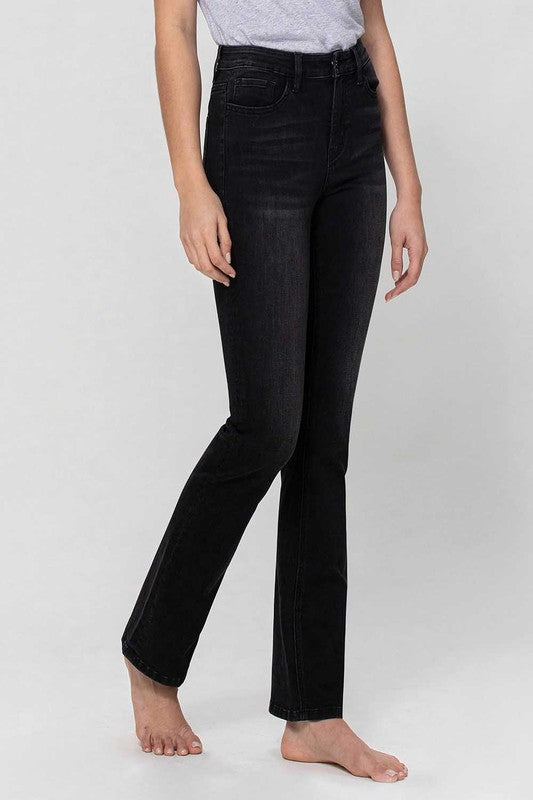 Black High Rise Slim Bootcut Jean