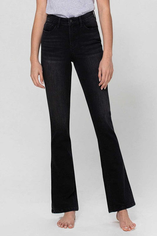 Black High Rise Slim Bootcut Jean