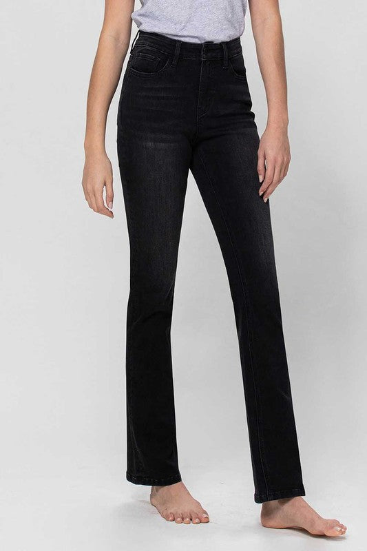 Black High Rise Slim Bootcut Jean