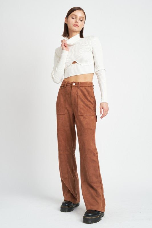 Ribbed Mock Neck Cropped Long Sleeve