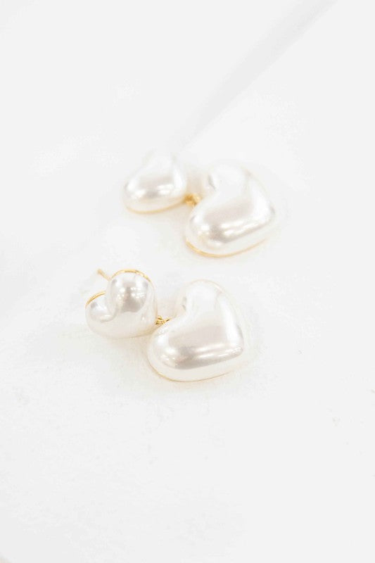 Pearl Heart Dangle Earrings