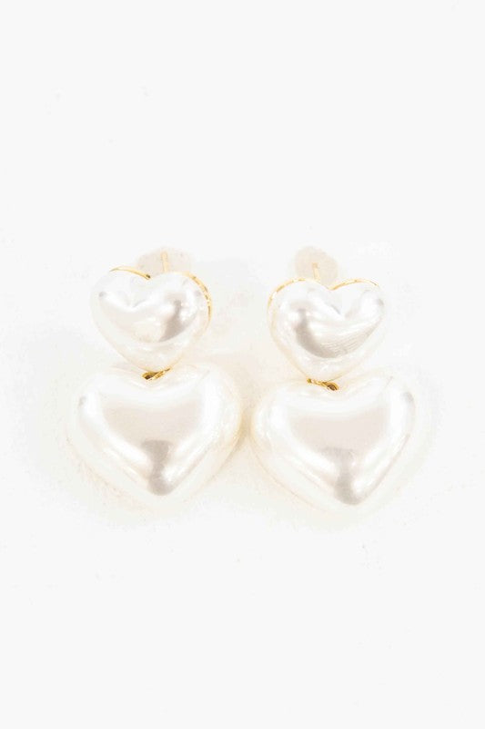 Pearl Heart Dangle Earrings