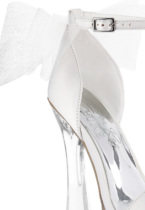 Satin Clear High Heels with Bows