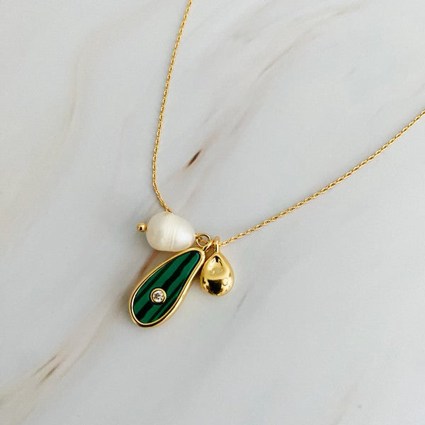 Malachite Stone Charm Necklace