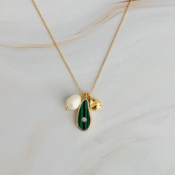 Malachite Stone Charm Necklace