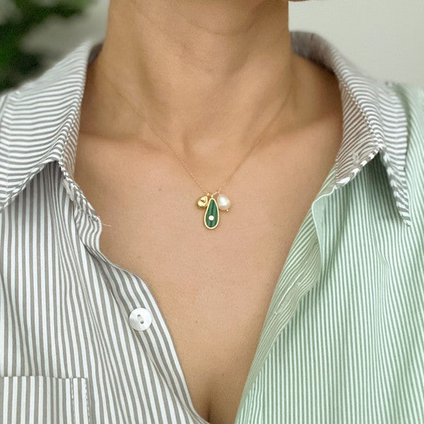 Malachite Stone Charm Necklace