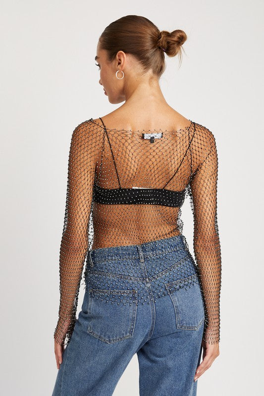 Vegas Rhinestone Net Top