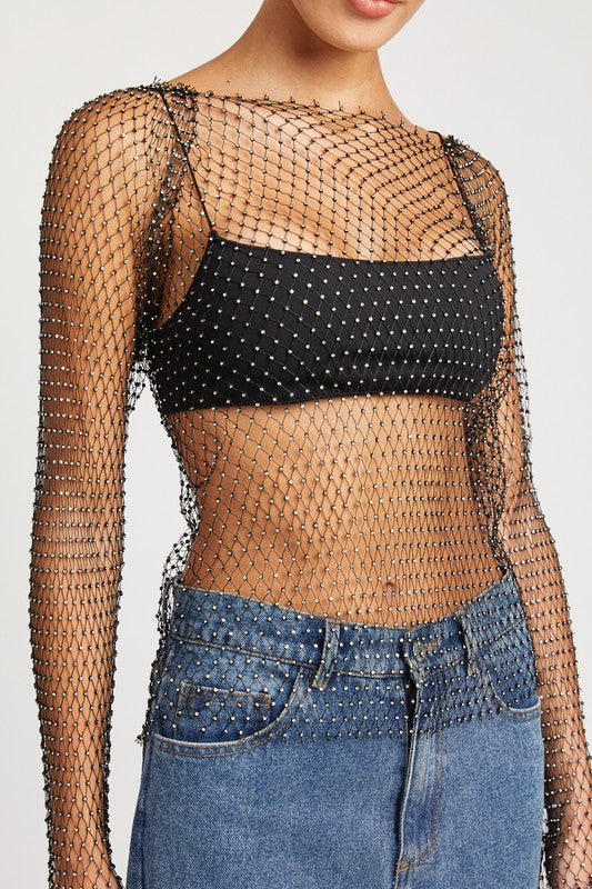 Vegas Rhinestone Net Top