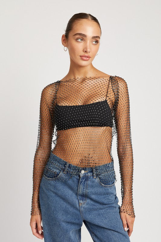 Vegas Rhinestone Net Top