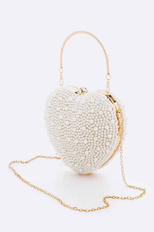 Pearl Iconic Heart Clutch