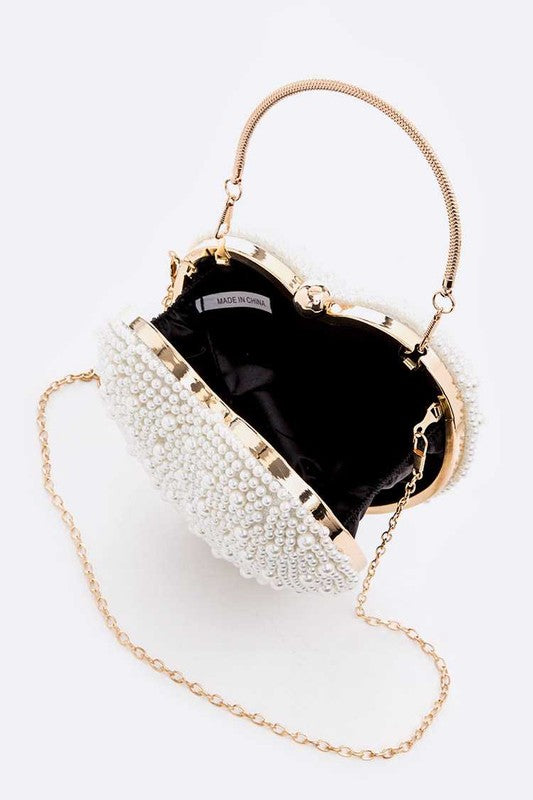 Pearl Iconic Heart Clutch