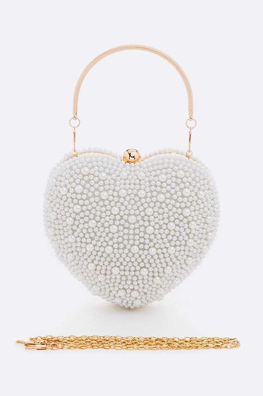 Pearl Iconic Heart Clutch