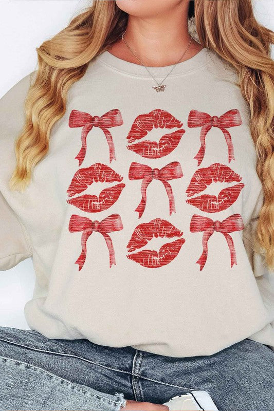 Red Ribbon and Lips Oversized Crewneck