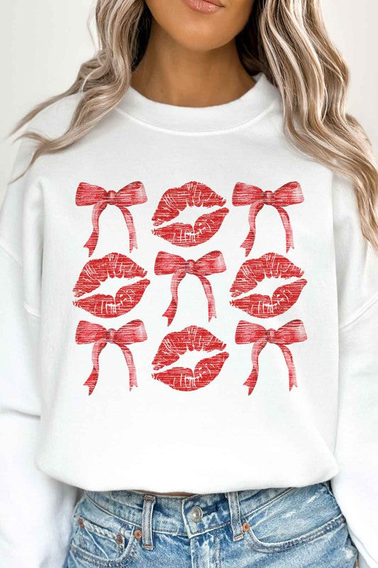 Red Ribbon and Lips Oversized Crewneck