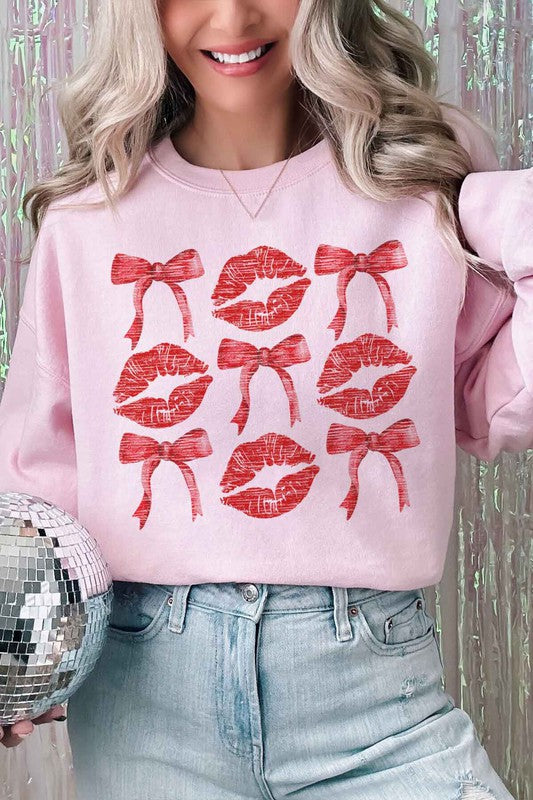 Red Ribbon and Lips Oversized Crewneck