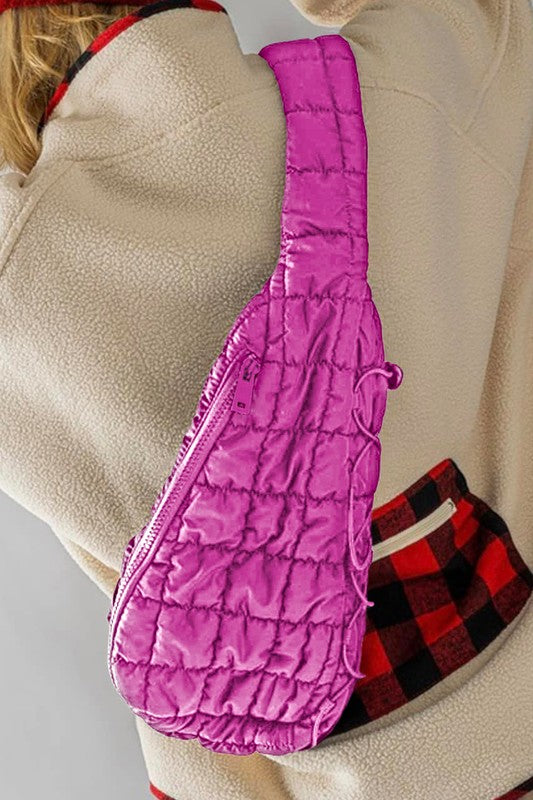 Quilted Drawstring Sling Bag