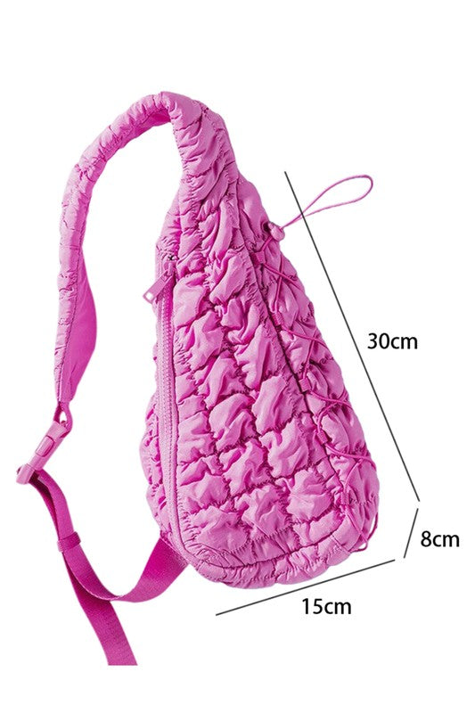 Quilted Drawstring Sling Bag