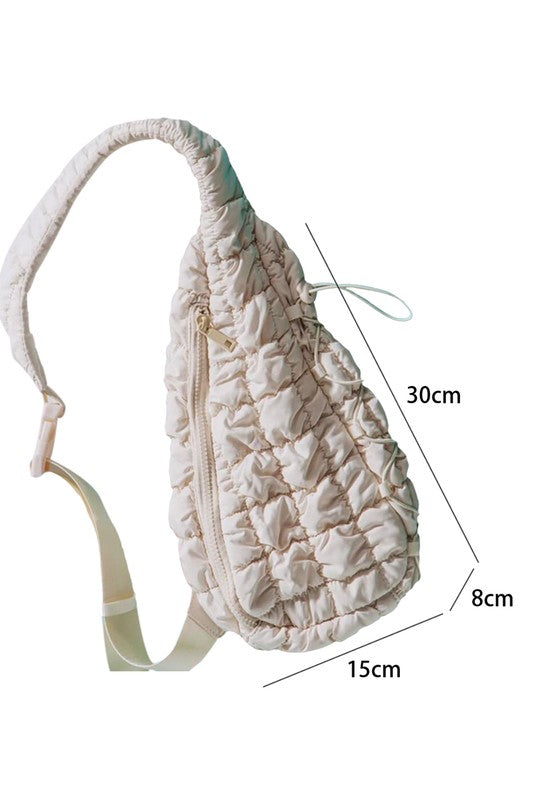 Quilted Drawstring Sling Bag