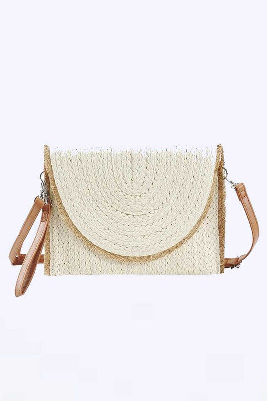 Straw Convertible Swing Clutch Bag