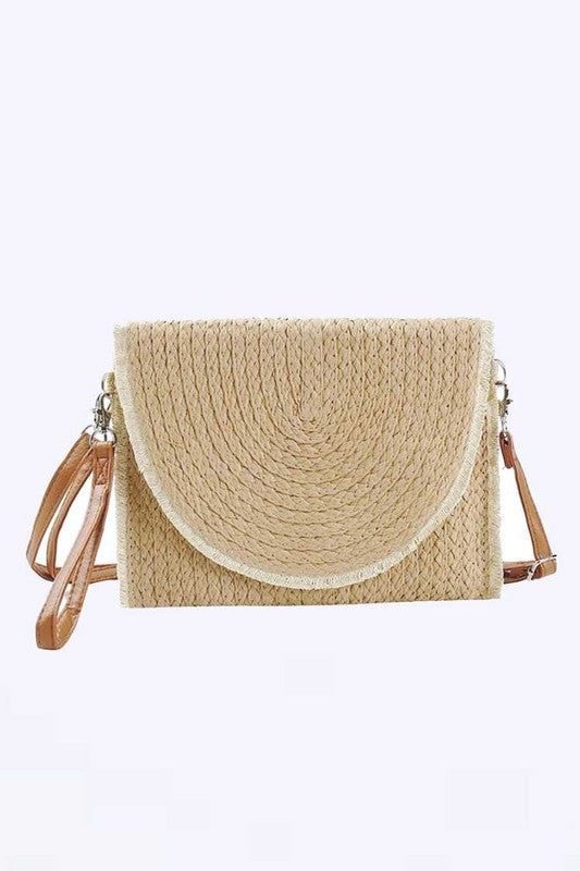 Straw Convertible Swing Clutch Bag