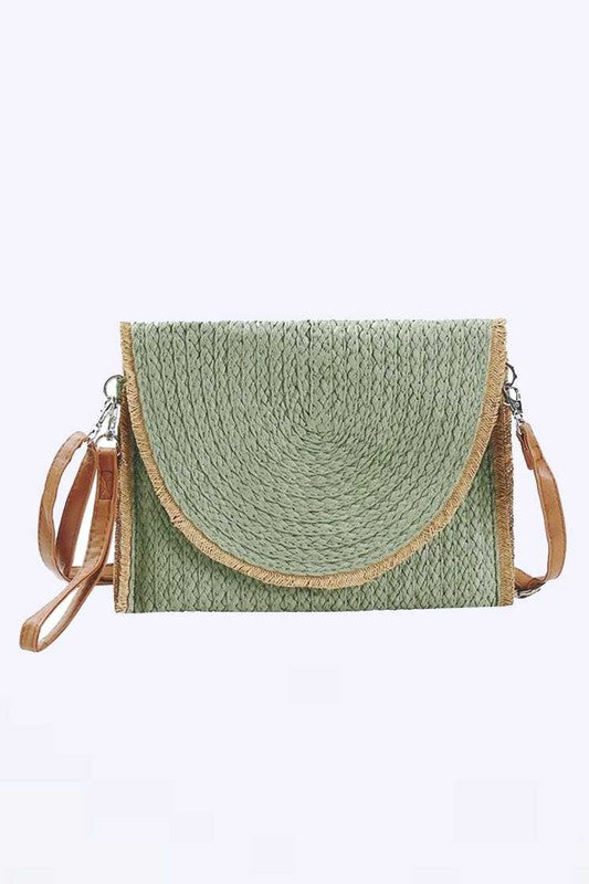 Straw Convertible Swing Clutch Bag