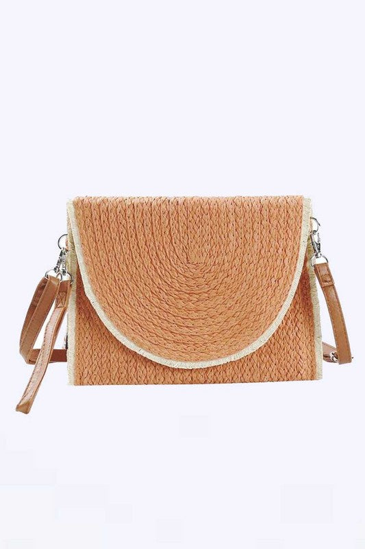 Straw Convertible Swing Clutch Bag