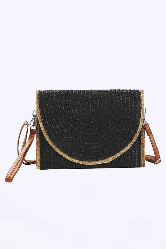 Straw Convertible Swing Clutch Bag