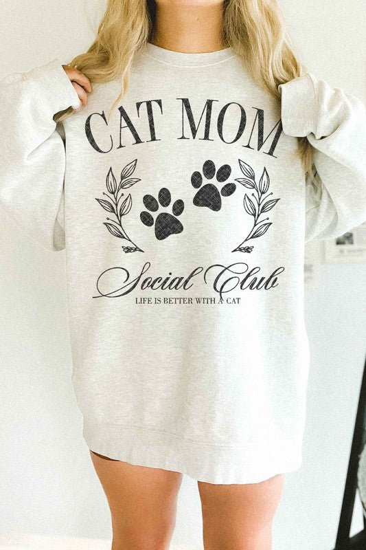 Cat Mom Social Club Oversized Crewneck