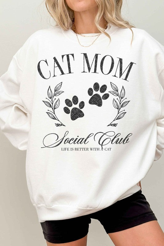 Cat Mom Social Club Oversized Crewneck