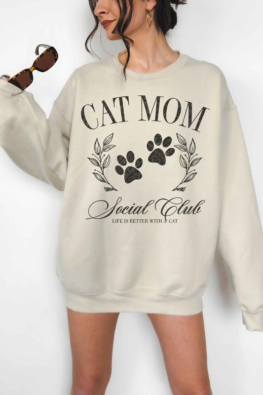 Cat Mom Social Club Oversized Crewneck