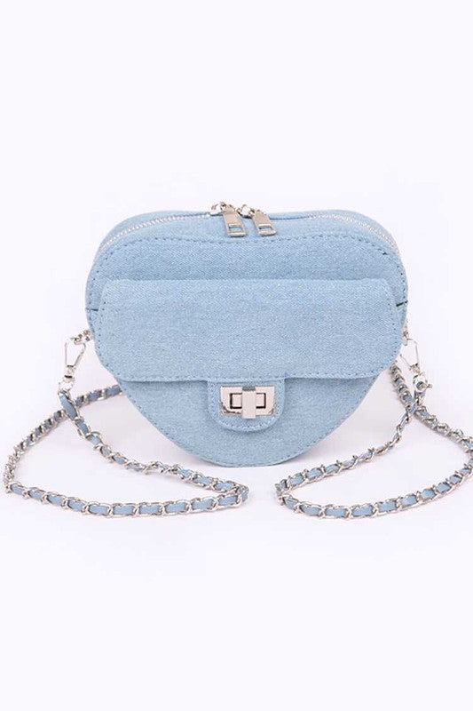 Denim Heart Shape Crossbody Bag