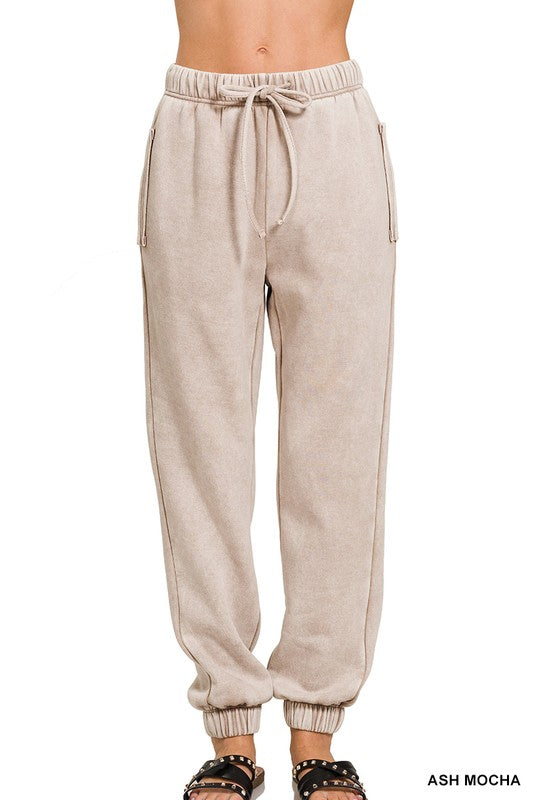 Emma Acid Wash Fleece Sweatpants