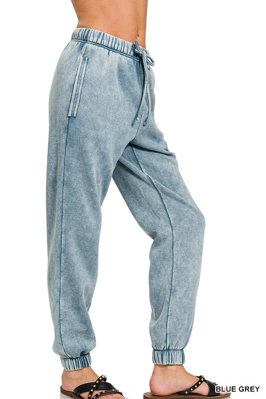 Emma Acid Wash Fleece Sweatpants