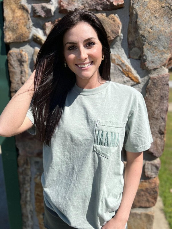 Embroidered Mama Pocket Tee