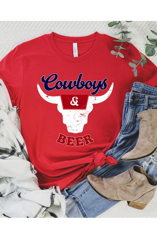 Cowboys & Beer Graphic T Shirts