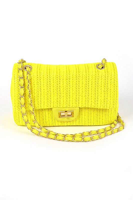 Faux Straw Shoulder Bag