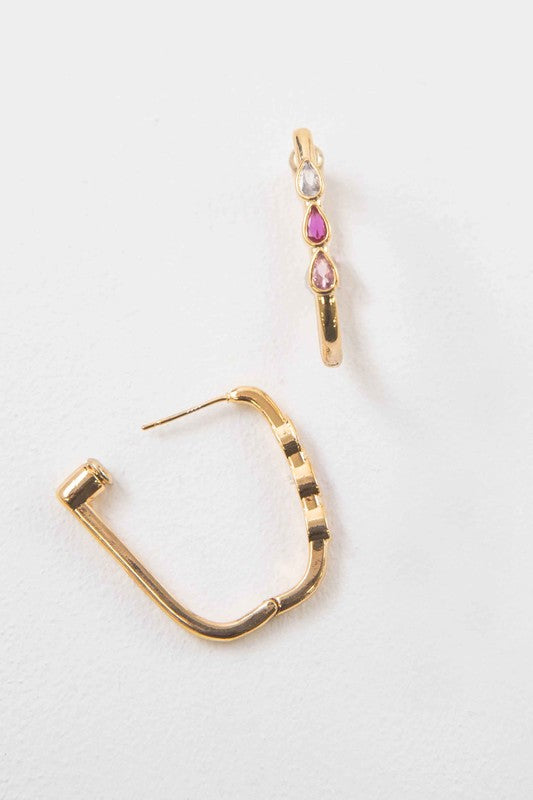 Pink Tear Hoop Earrings