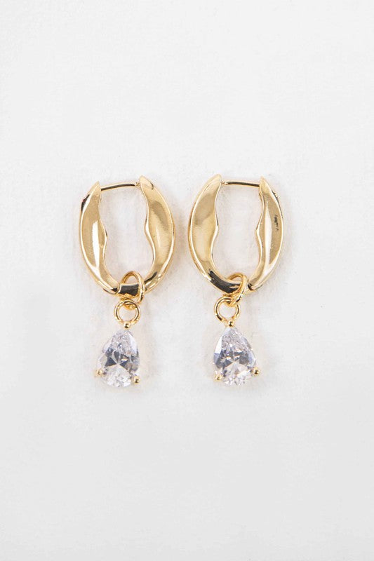 Crystal Tear Hoop Earrings