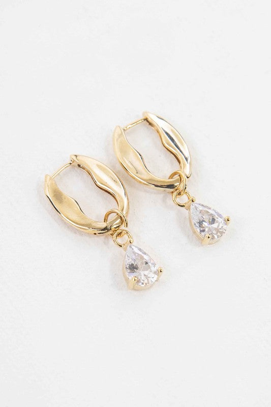 Crystal Tear Hoop Earrings