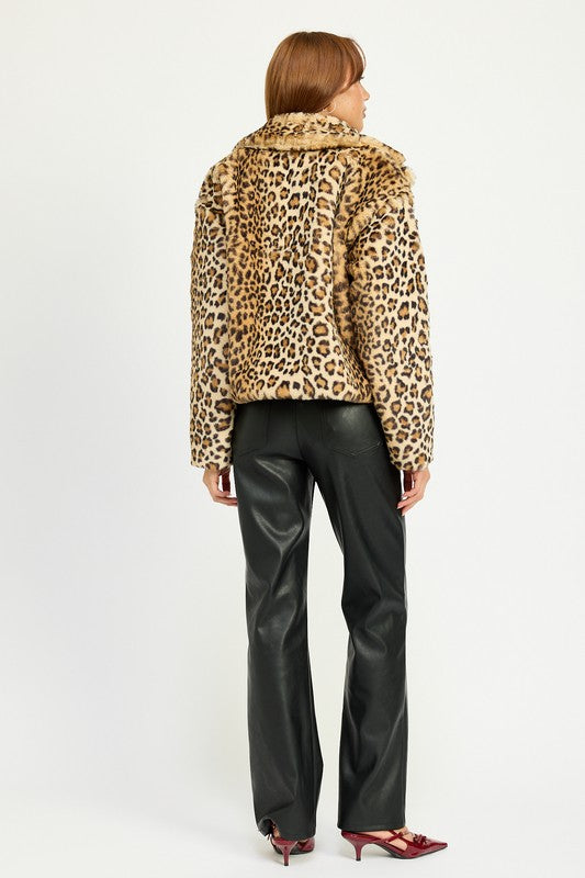 Cheetah Print Furry Jacket