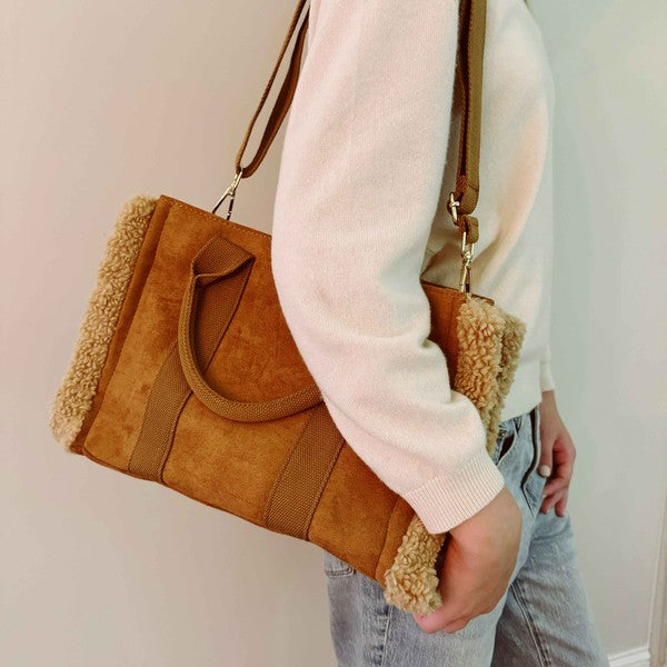 Shearling & Suede Tote Bag