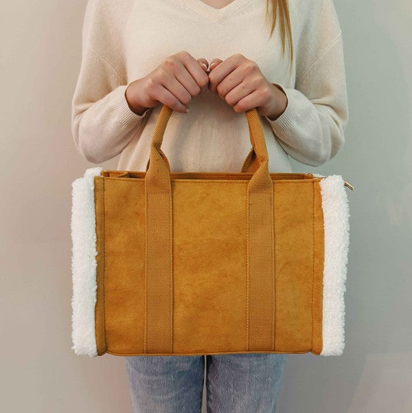 Shearling & Suede Tote Bag