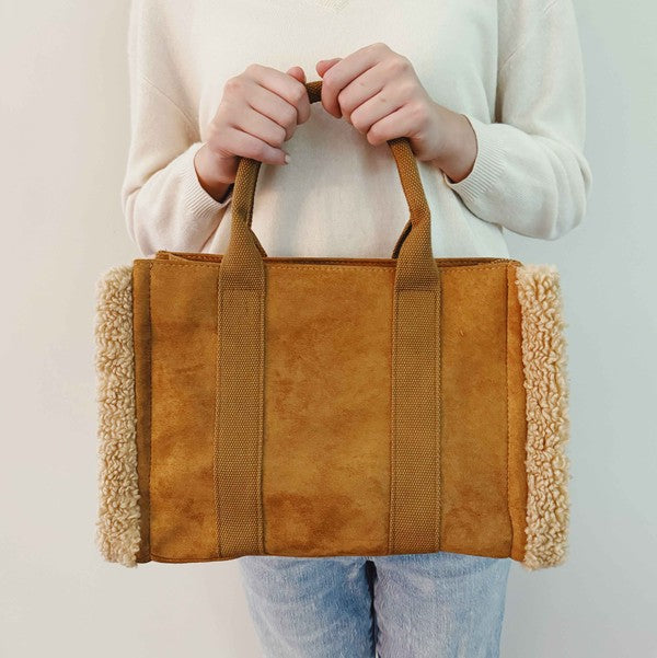 Shearling & Suede Tote Bag