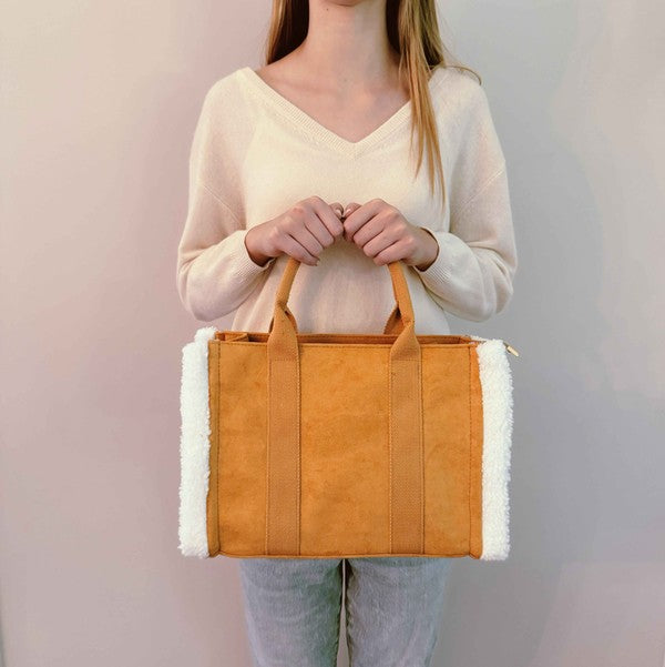 Shearling & Suede Tote Bag